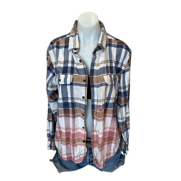 Sarcastic Cat Plaid Flannel Shirt Shacket LARGE Nurse Gift Oversize Unique Funny - Picture 4 of 6